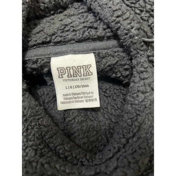 Victoria’s Secret PINK Women’s Large Black Sherpa Pullover Sweater - Picture 5 of 7